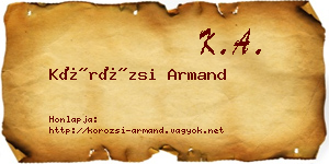 Körözsi Armand névjegykártya